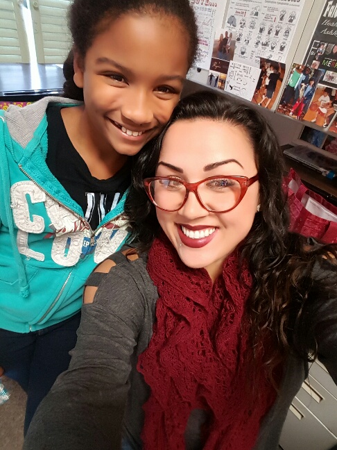 Staff member selfie with a student